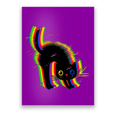 Funny Cute Colorful Glitch Cat Poster