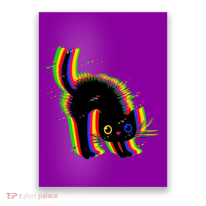 Funny Cute Colorful Glitch Cat Poster