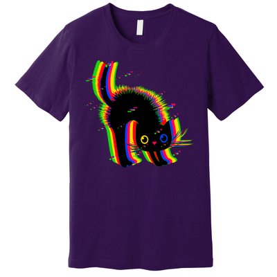 Funny Cute Colorful Glitch Cat Premium T-Shirt