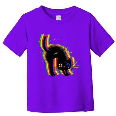Funny Cute Colorful Glitch Cat Toddler T-Shirt