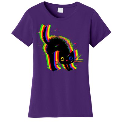 Funny Cute Colorful Glitch Cat Women's T-Shirt