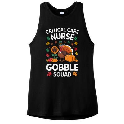 Funny Critical Care Nurese Gobble Squad Thanksgiving Fall Ladies PosiCharge Tri-Blend Wicking Tank