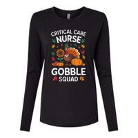 Funny Critical Care Nurese Gobble Squad Thanksgiving Fall Womens Cotton Relaxed Long Sleeve T-Shirt