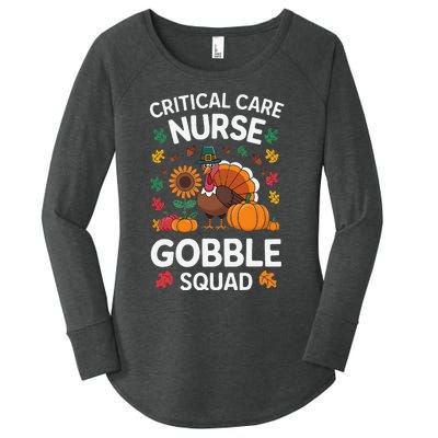 Funny Critical Care Nurese Gobble Squad Thanksgiving Fall Women's Perfect Tri Tunic Long Sleeve Shirt