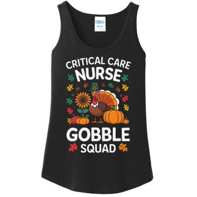 Funny Critical Care Nurese Gobble Squad Thanksgiving Fall Ladies Essential Tank