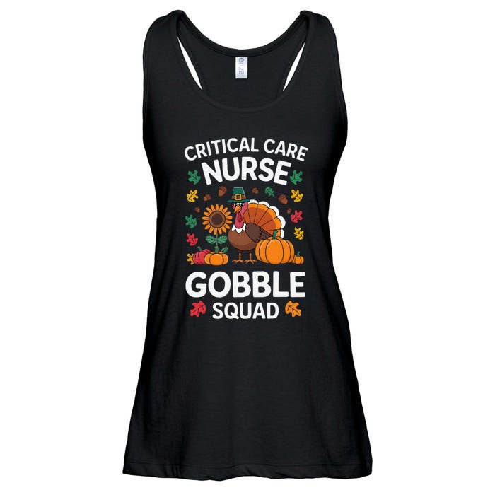 Funny Critical Care Nurese Gobble Squad Thanksgiving Fall Ladies Essential Flowy Tank