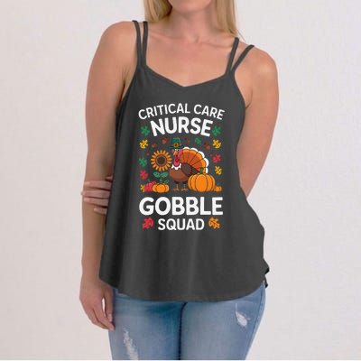 Funny Critical Care Nurese Gobble Squad Thanksgiving Fall Women's Strappy Tank