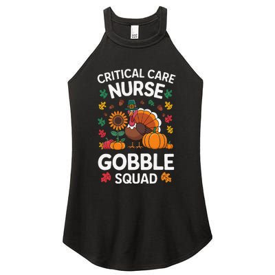 Funny Critical Care Nurese Gobble Squad Thanksgiving Fall Women's Perfect Tri Rocker Tank