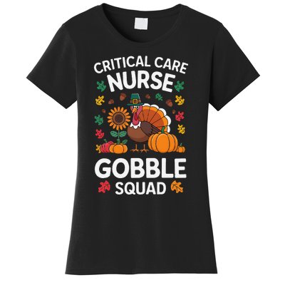 Funny Critical Care Nurese Gobble Squad Thanksgiving Fall Women's T-Shirt