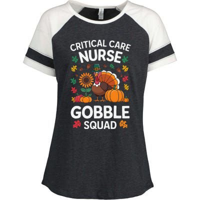 Funny Critical Care Nurese Gobble Squad Thanksgiving Fall Enza Ladies Jersey Colorblock Tee