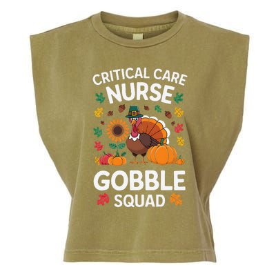 Funny Critical Care Nurese Gobble Squad Thanksgiving Fall Garment-Dyed Women's Muscle Tee