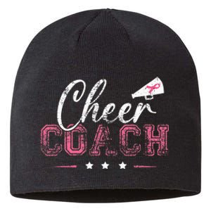 Football Cheer Coach Ribbon Breast Cancer Awareness Sustainable Beanie