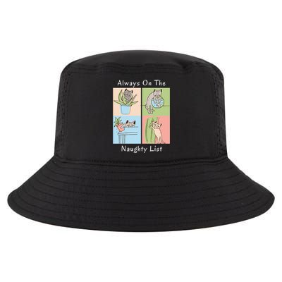 Funny Cat Christmas Always On The Naughty List Gift Cool Comfort Performance Bucket Hat