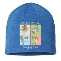 Funny Cat Christmas Always On The Naughty List Gift Sustainable Beanie