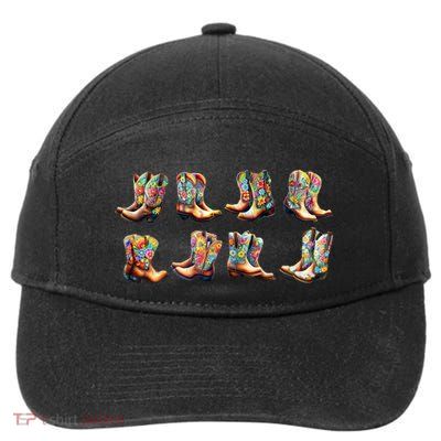 Floral Cowboy Cowgirl Boots 7-Panel Snapback Hat