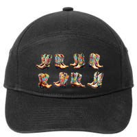 Floral Cowboy Cowgirl Boots 7-Panel Snapback Hat