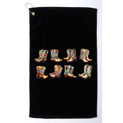 Floral Cowboy Cowgirl Boots Golf Towel