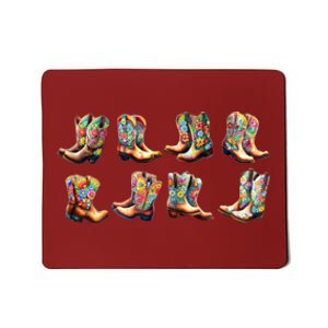 Floral Cowboy Cowgirl Boots Mousepad