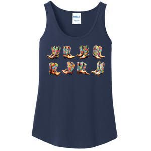 Floral Cowboy Cowgirl Boots Ladies Essential Tank