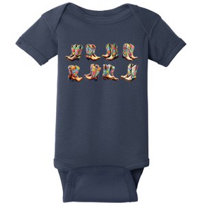 Floral Cowboy Cowgirl Boots Baby Bodysuit