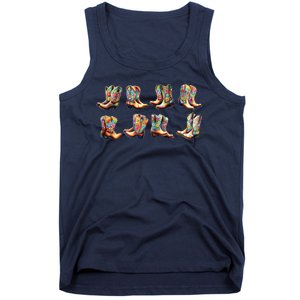 Floral Cowboy Cowgirl Boots Tank Top