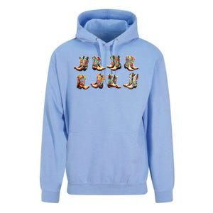 Floral Cowboy Cowgirl Boots Unisex Surf Hoodie