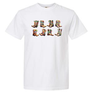 Floral Cowboy Cowgirl Boots Garment-Dyed Heavyweight T-Shirt