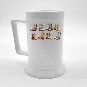 Floral Cowboy Cowgirl Boots Beer Stein