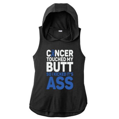 Funny Colon Cancer Survivor Cancer Awareness Ribbon Ladies PosiCharge Tri-Blend Wicking Draft Hoodie Tank