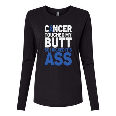 Funny Colon Cancer Survivor Cancer Awareness Ribbon Womens Cotton Relaxed Long Sleeve T-Shirt