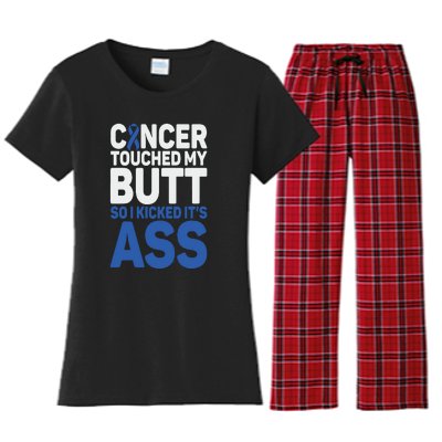 Funny Colon Cancer Survivor Cancer Awareness Ribbon Women's Flannel Pajama Set