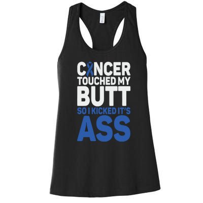 Funny Colon Cancer Survivor Cancer Awareness Ribbon Women's Racerback Tank