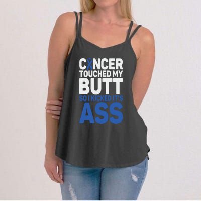 Funny Colon Cancer Survivor Cancer Awareness Ribbon Women's Strappy Tank