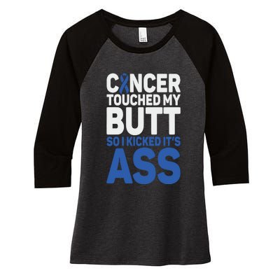 Funny Colon Cancer Survivor Cancer Awareness Ribbon Women's Tri-Blend 3/4-Sleeve Raglan Shirt