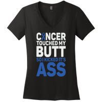 Funny Colon Cancer Survivor Cancer Awareness Ribbon Women's V-Neck T-Shirt