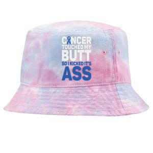 Funny Colon Cancer Survivor Cancer Awareness Ribbon Tie-Dyed Bucket Hat