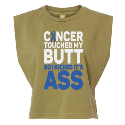 Funny Colon Cancer Survivor Cancer Awareness Ribbon Garment-Dyed Women's Muscle Tee