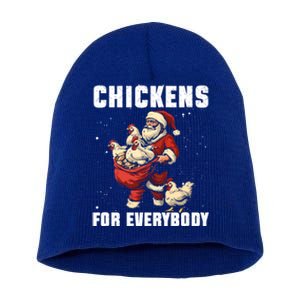 Funny Chicken Christmas Chicken Lover Xmas Day Santa Claus Gift Short Acrylic Beanie