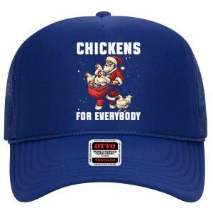 Funny Chicken Christmas Chicken Lover Xmas Day Santa Claus Gift High Crown Mesh Back Trucker Hat