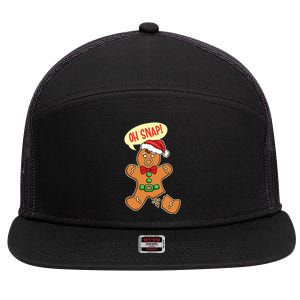 Funny Christmas Cookie Cookies OH SNAP Gingerbread Man 7 Panel Mesh Trucker Snapback Hat