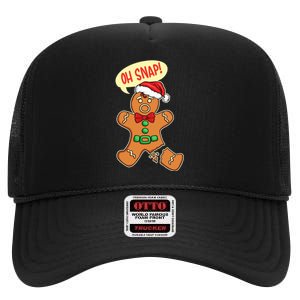 Funny Christmas Cookie Cookies OH SNAP Gingerbread Man High Crown Mesh Back Trucker Hat