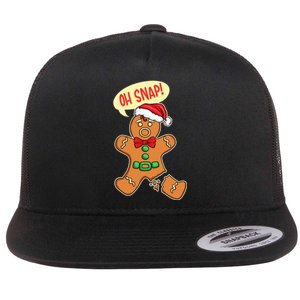 Funny Christmas Cookie Cookies OH SNAP Gingerbread Man Flat Bill Trucker Hat