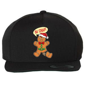 Funny Christmas Cookie Cookies OH SNAP Gingerbread Man Wool Snapback Cap