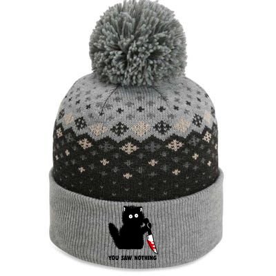 Funny Cat Cat Lovers You Saw Nothing The Baniff Cuffed Pom Beanie