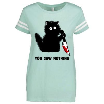 Funny Cat Cat Lovers You Saw Nothing Enza Ladies Jersey Football T-Shirt