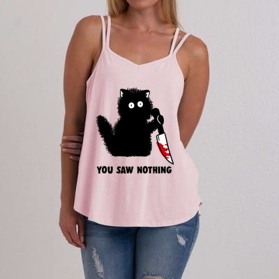 Funny Cat Cat Lovers You Saw Nothing Women's Strappy Tank