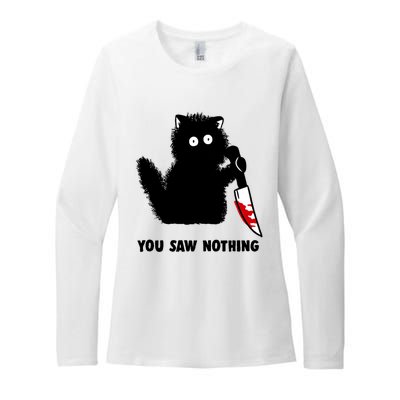 Funny Cat Cat Lovers You Saw Nothing Womens CVC Long Sleeve Shirt