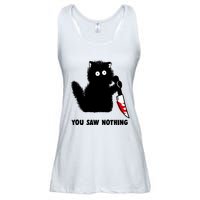 Funny Cat Cat Lovers You Saw Nothing Ladies Essential Flowy Tank