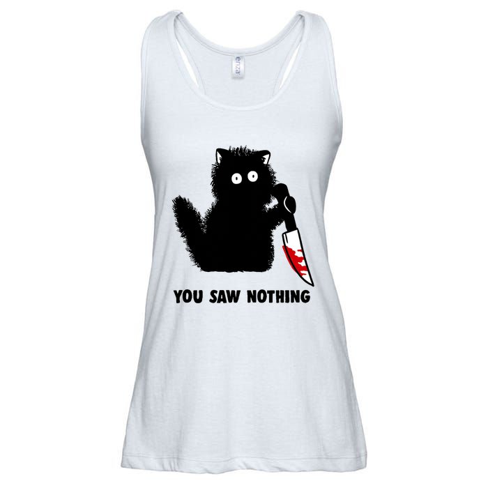 Funny Cat Cat Lovers You Saw Nothing Ladies Essential Flowy Tank