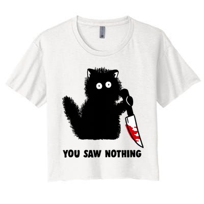 Funny Cat Cat Lovers You Saw Nothing Women's Crop Top Tee